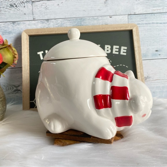 Magenta Blushing Polar Bear Chtistmas Canister - Picture 6 of 13